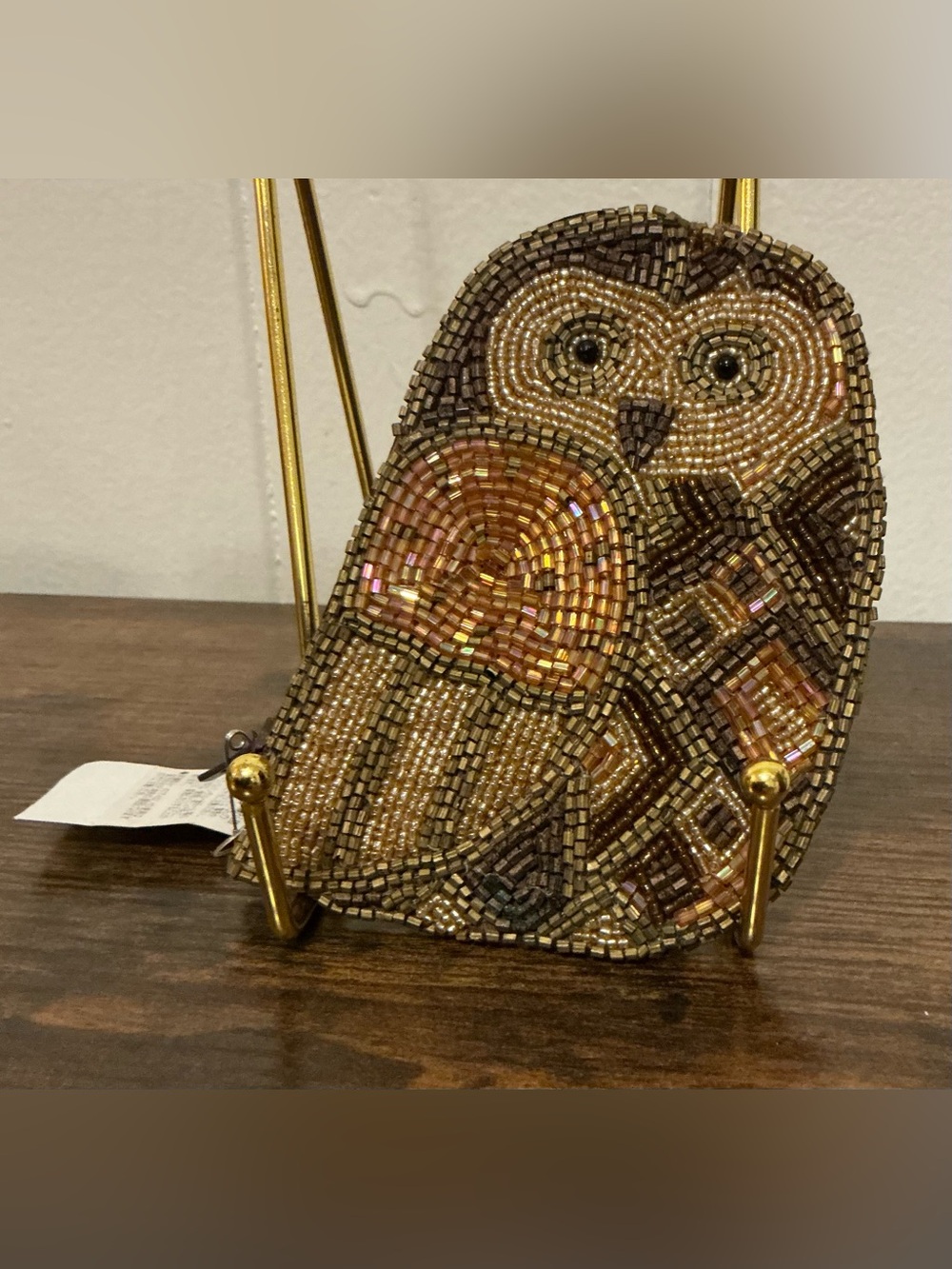 NWT luxury Japanese haute couture bead embroidery Tilia Owl Coin Purse Pouch